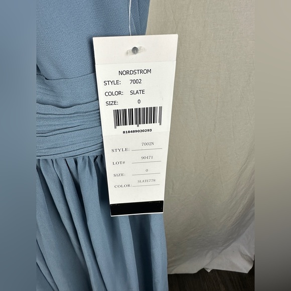 Bill Levkoff Slate Blue Halter A-Line Princess Dress Size 0 NWT - Picture 9 of 17